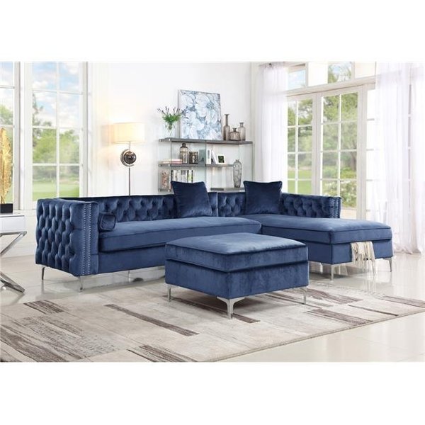 Chic Home Chic Home FON2852 Eliott Modern Contemporary Velvet Square Storage Ottoman; Navy FON2852-US